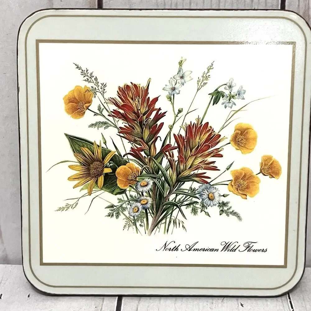 Vintage Pimpernel Coasters Set of 4 Wild Flowers Cork Back Cottage Core Coasters
